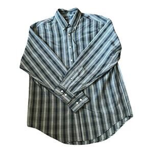 Vintage Y2K Puritan Oversized Plaid Shirt M Dark Academia Quiet Luxury Utility